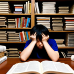 **Prompt 1 (The Initial Struggle):**
    "A young person sits at a cluttered desk, looking overwhelmed and frustrated, holding their head in their hands. Around them are towering stacks of thick, complex Japanese textbooks on gas engineering. The background is dimly lit and slightly blurred, suggesting a maze or dense fog, symbolizing confusion and uncertainty. A half-empty coffee mug sits beside them. Realistic photo, high detail, slightly melancholic atmosphere."