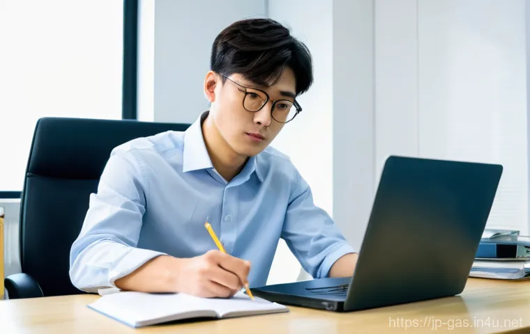 가스 자격증 시험 일정 및 신청 방법 - **Prompt:** A bright and focused young Japanese man, approximately 20-30 years old, sitting at a mod...