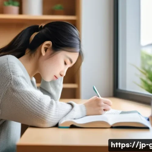 가스 자격증 수험생의 필수 건강 관리법 - A focused Japanese student in a modern study room practicing the Pomodoro Technique: sitting at a ti...
